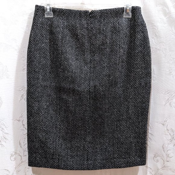 Wool Pencil Skirt 6 Black & White Dot Weave Career Office Dark Academia Winter - Picture 3 of 5